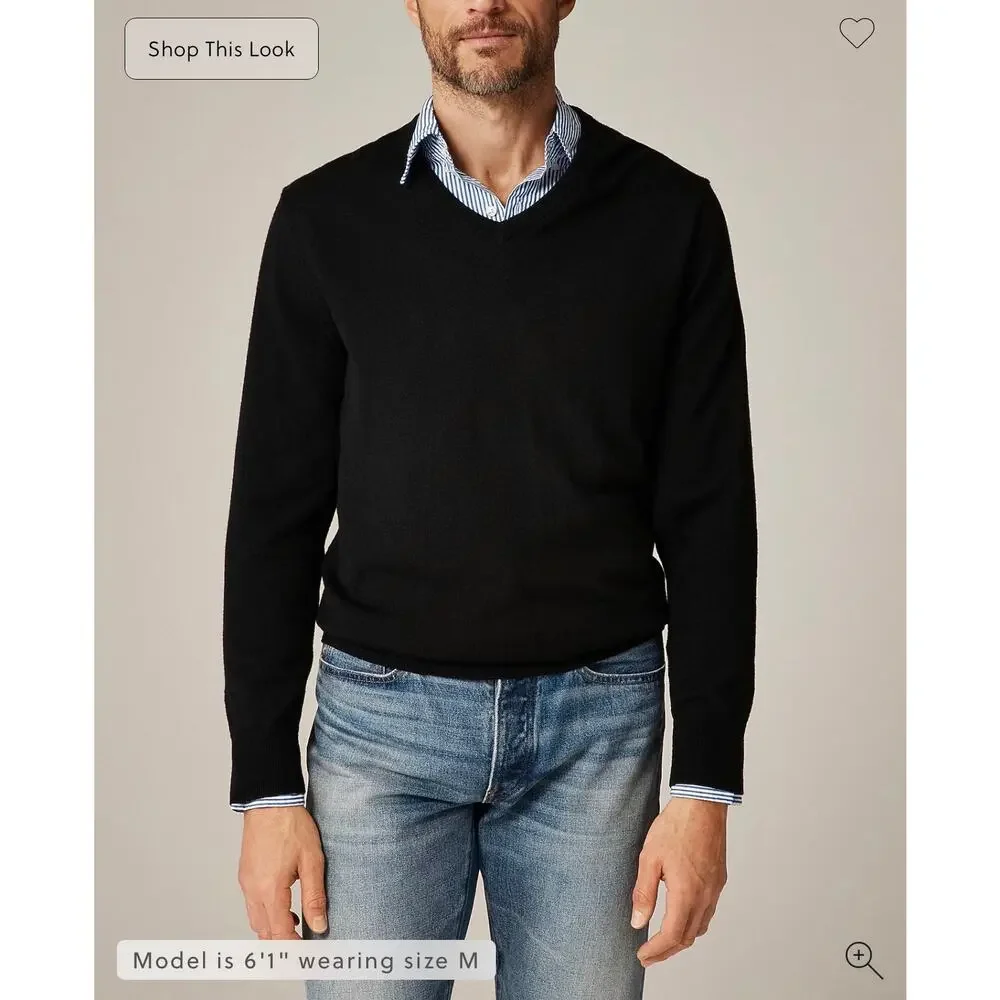 J. Crew Merino wool V-neck sweater in Black NWT size XL